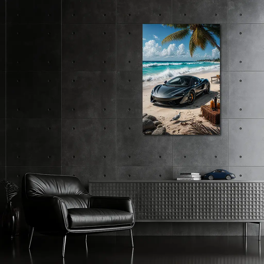 McLaren 570S Parked On Tropical Beach – Wall Art