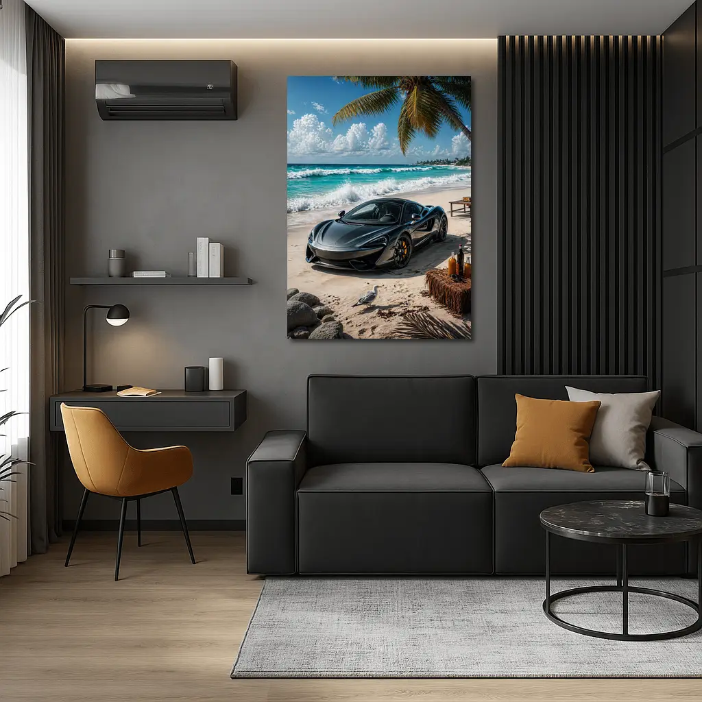 McLaren 570S Parked On Tropical Beach – Wall Art