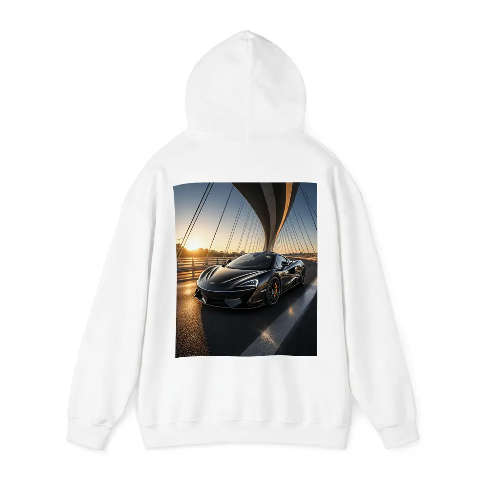 McLaren 570S Black Supercar Bridge Sunset – Hoodies