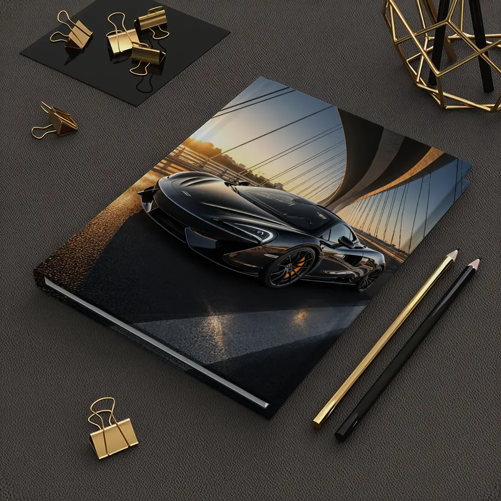 McLaren 570S Black Supercar Bridge Sunset – Notebooks