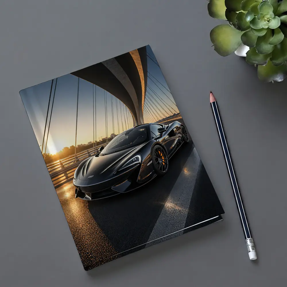 McLaren 570S Black Supercar Bridge Sunset – Notebooks