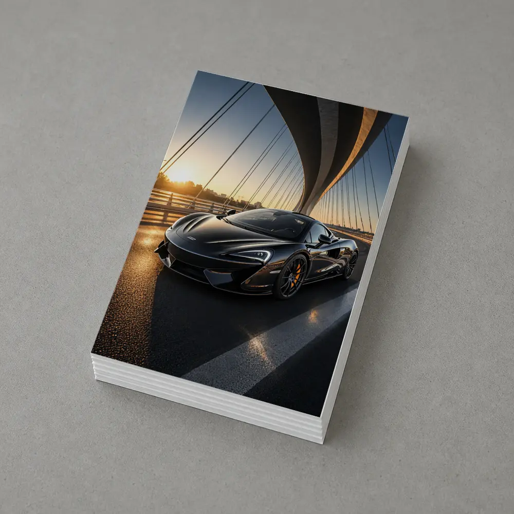McLaren 570S Black Supercar Bridge Sunset – Postcards
