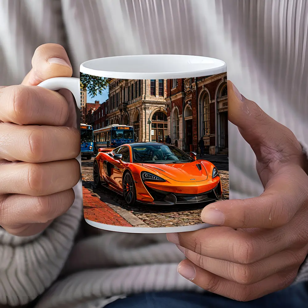 McLaren 570S Orange Supercar City Street – Mugs