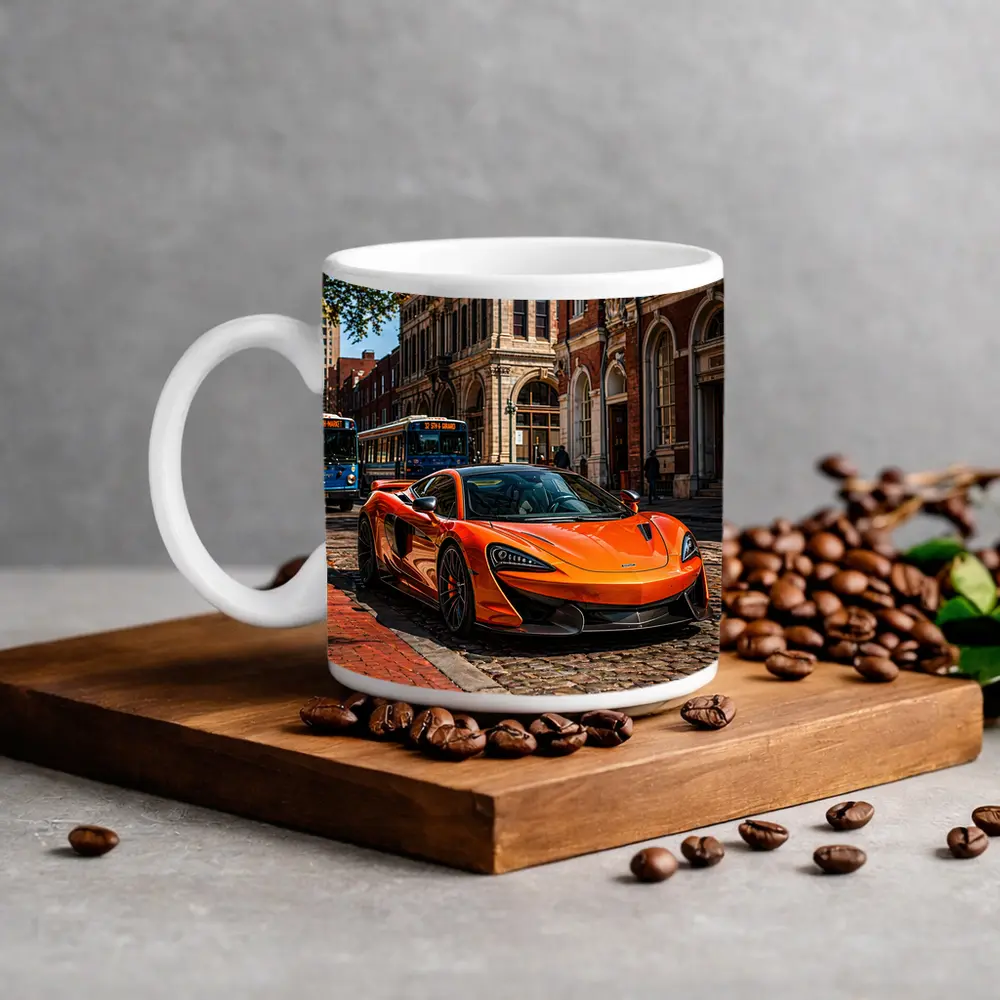 McLaren 570S Orange Supercar City Street – Mugs