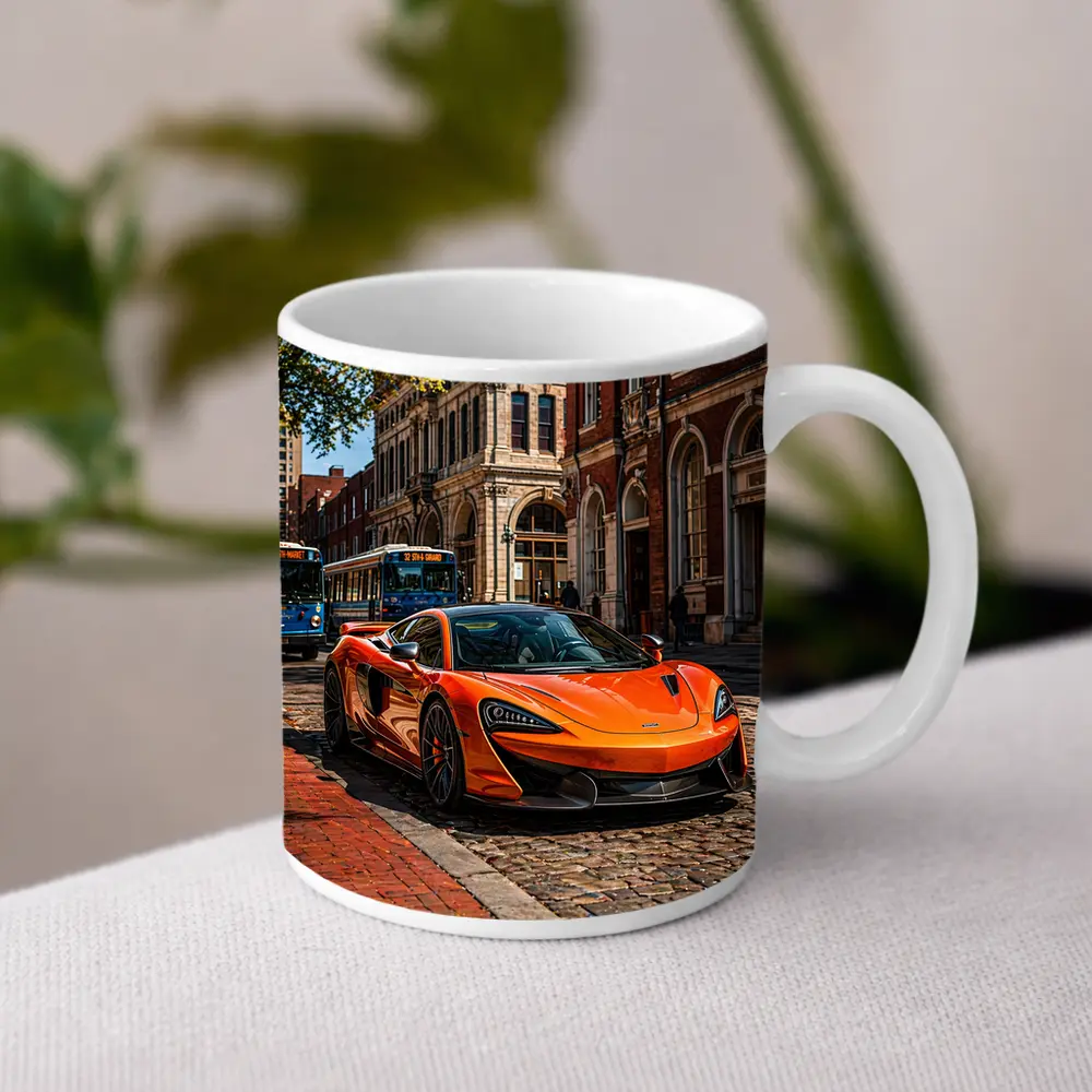 McLaren 570S Orange Supercar City Street – Mugs