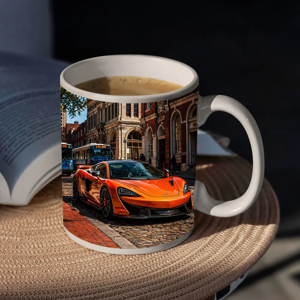 McLaren 570S Orange Supercar City Street – Mugs