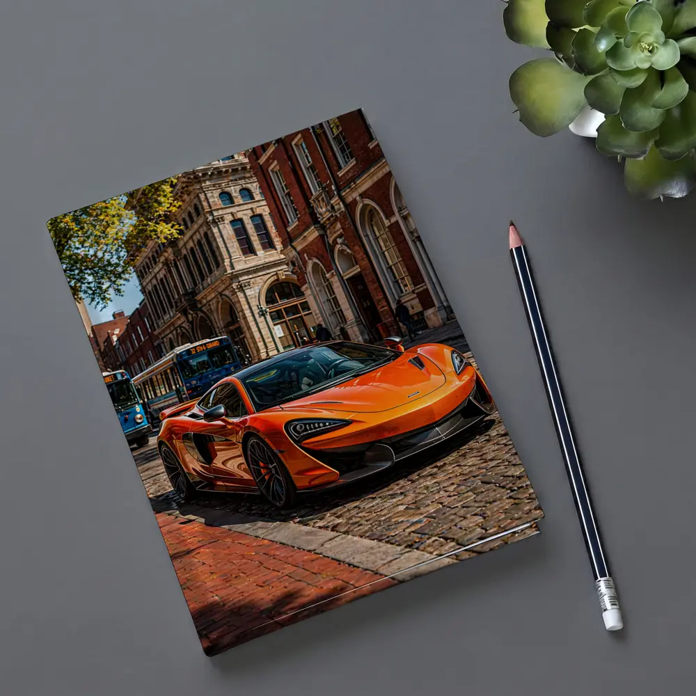 McLaren 570S Orange Supercar City Street – Notebooks