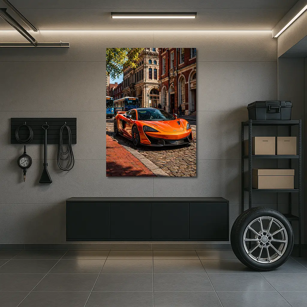 McLaren 570S Orange Supercar City Street – Wall Art