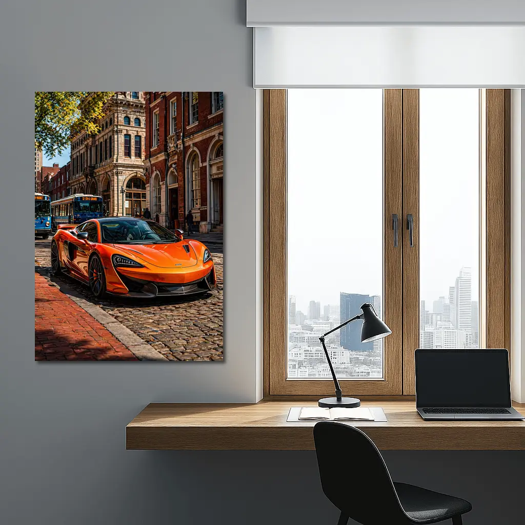 McLaren 570S Orange Supercar City Street – Wall Art