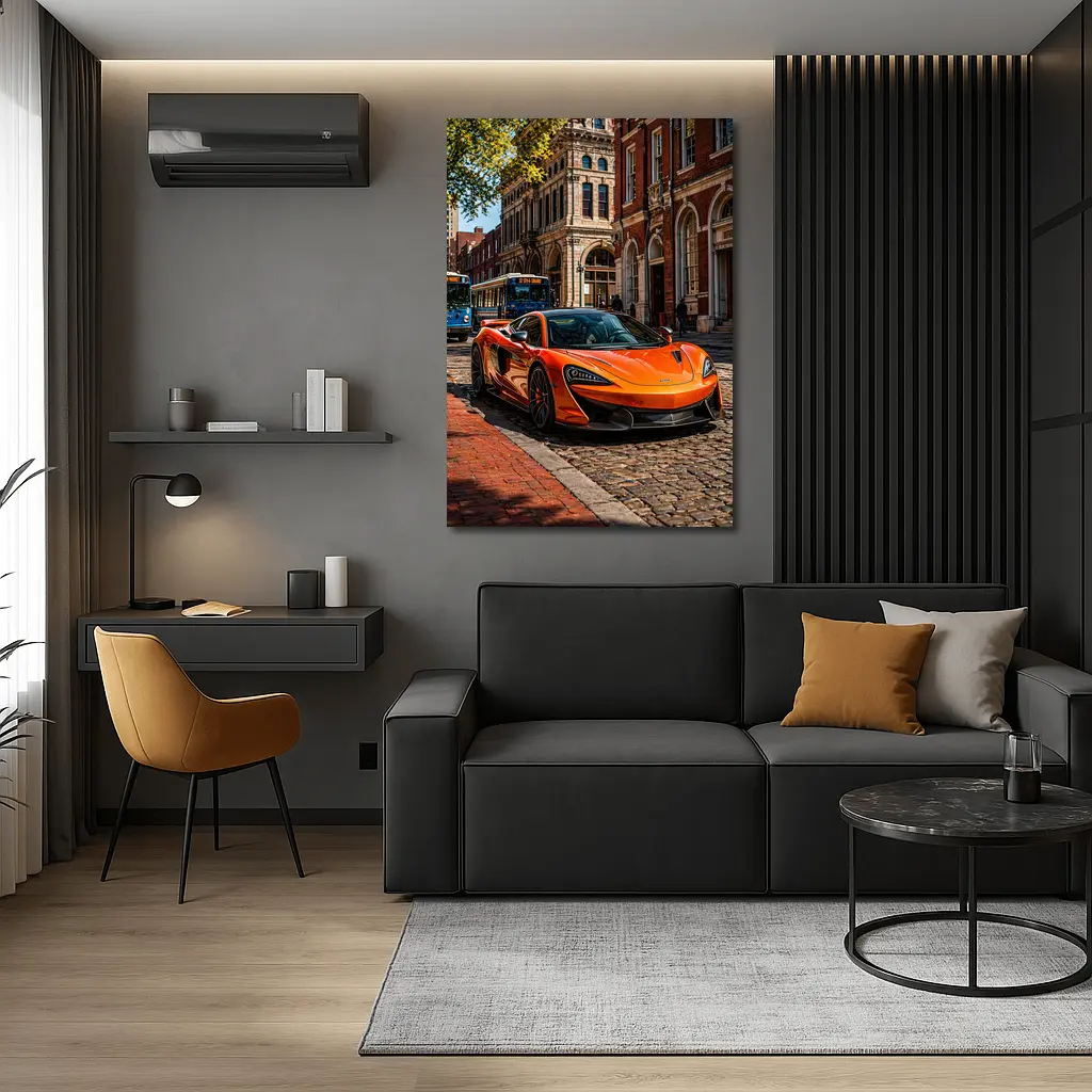 McLaren 570S Orange Supercar City Street – Wall Art