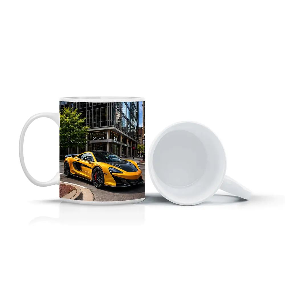 McLaren 600LT Yellow Supercar City Street – Mugs