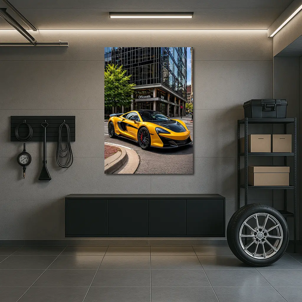 McLaren 600LT Yellow Supercar City Street – Wall Art