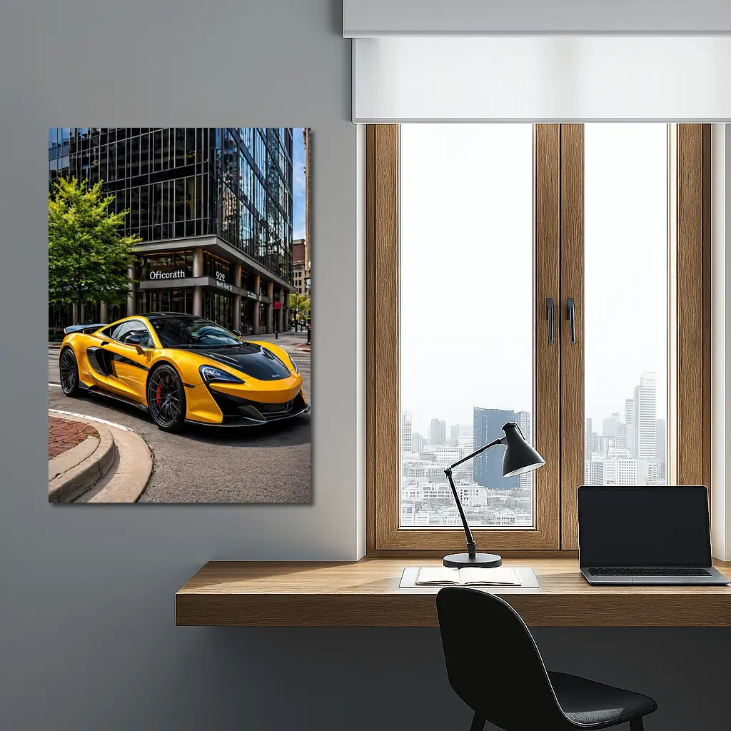 McLaren 600LT Yellow Supercar City Street – Wall Art