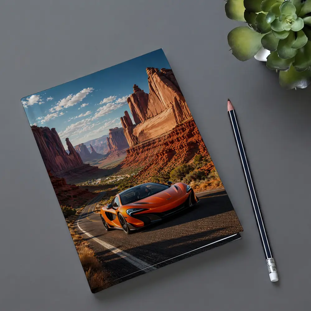McLaren 650S Orange Canyon Desert Road – Notebooks