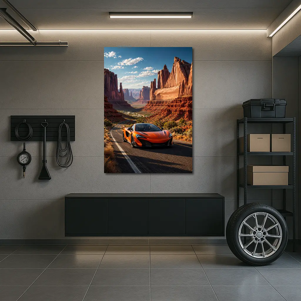 McLaren 650S Orange Canyon Desert Road – Wall Art