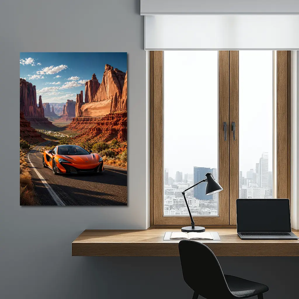 McLaren 650S Orange Canyon Desert Road – Wall Art