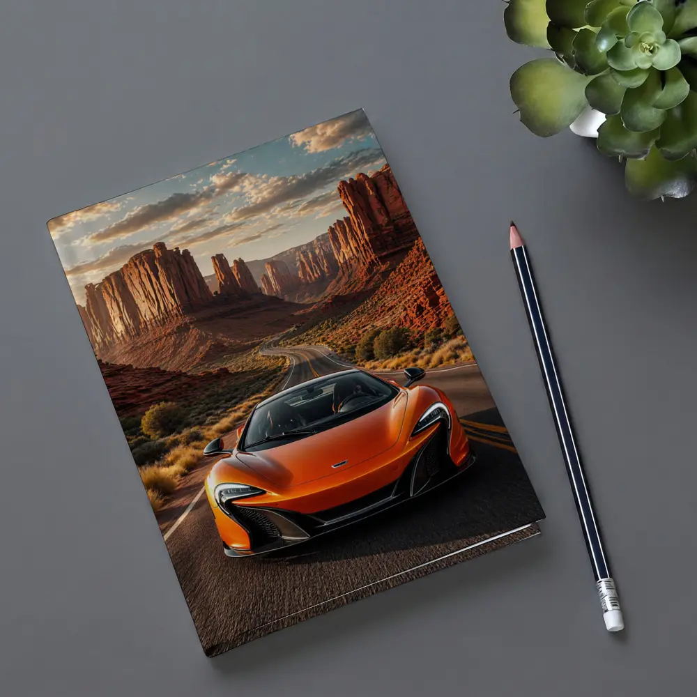 McLaren 650S Orange Canyon Desert Road – Notebooks