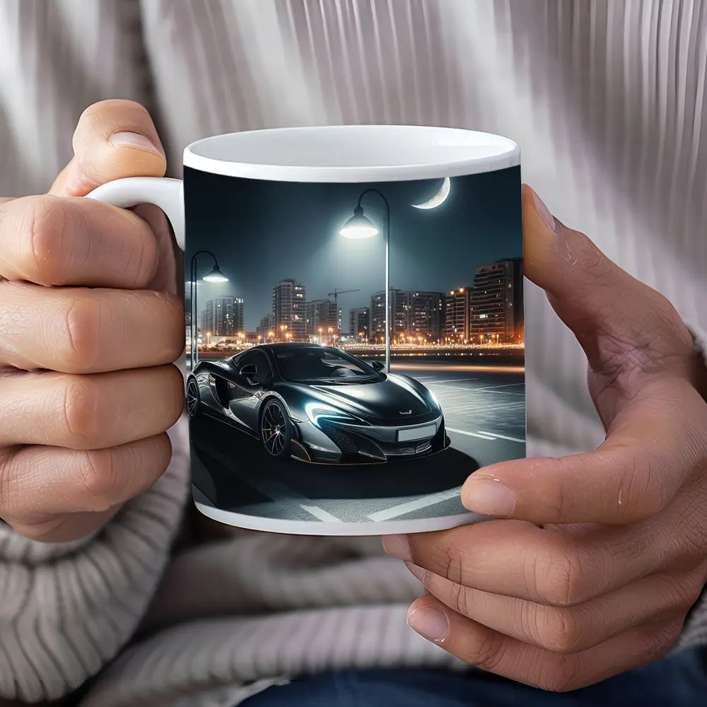 McLaren 600LT Parked City Night Street – Mugs