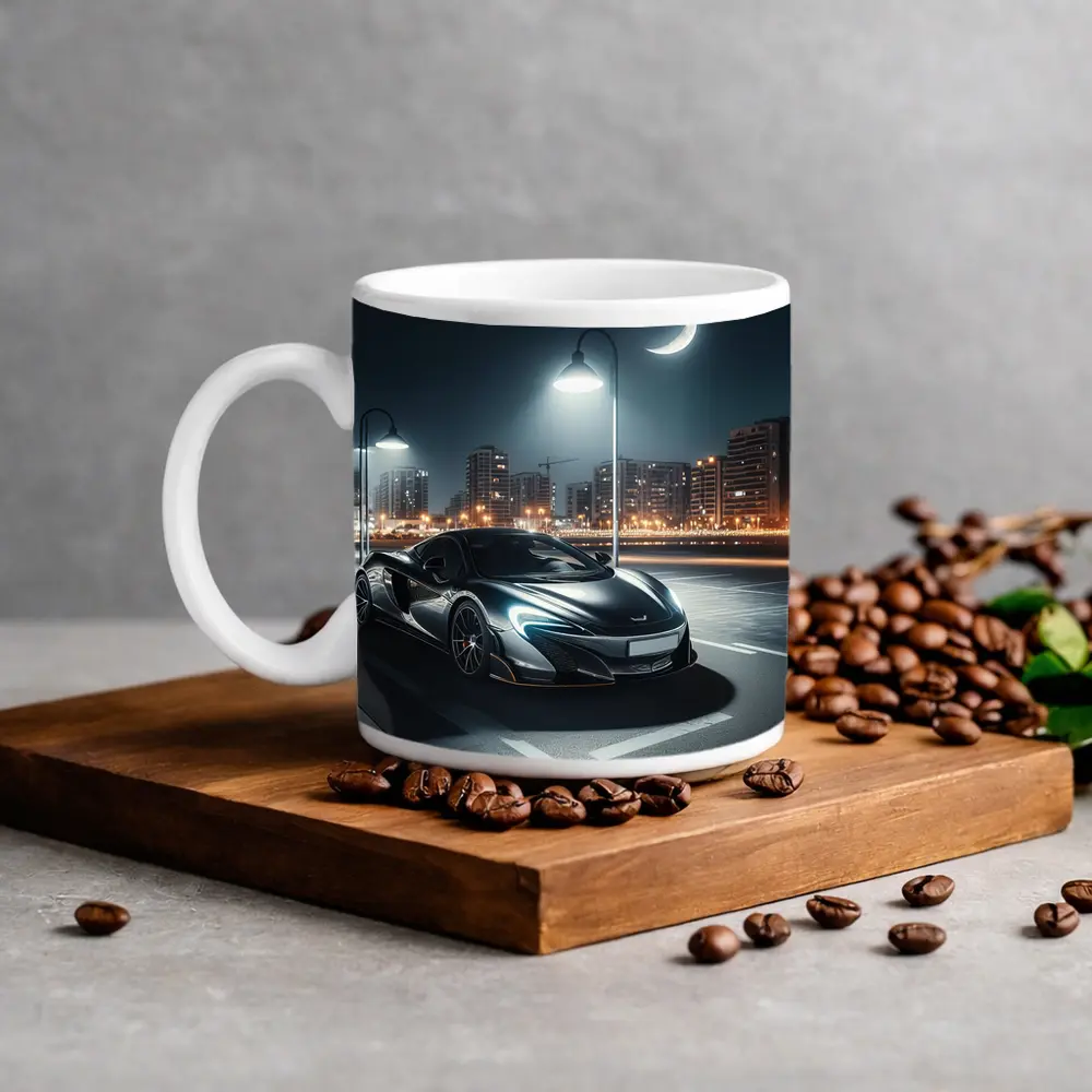 McLaren 600LT Parked City Night Street – Mugs
