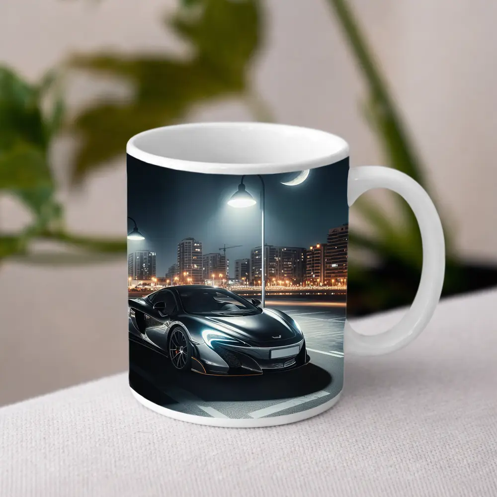 McLaren 600LT Parked City Night Street – Mugs