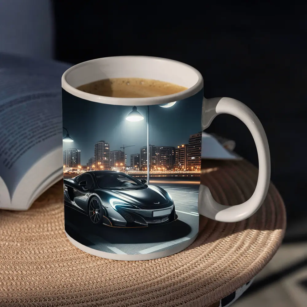 McLaren 600LT Parked City Night Street – Mugs