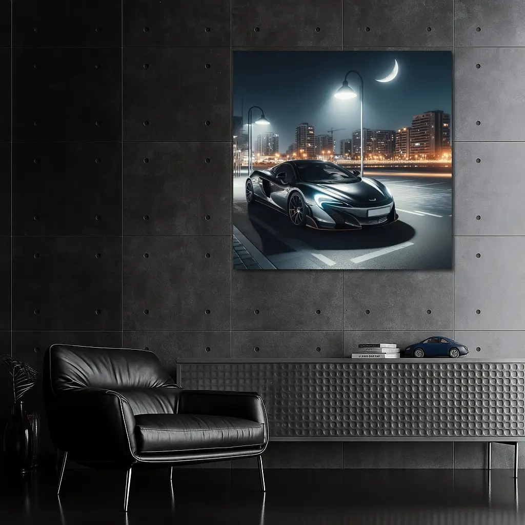 McLaren 600LT Parked City Night Street – Wall Art