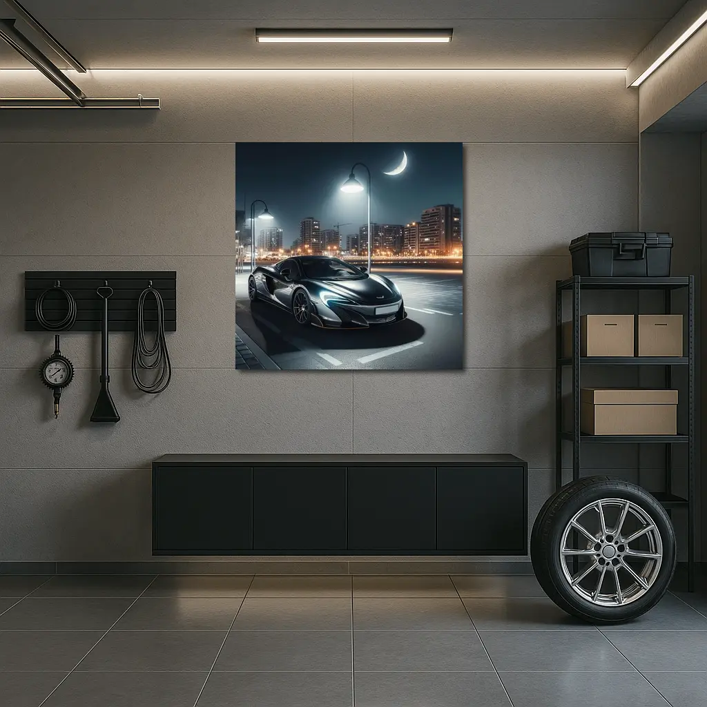 McLaren 600LT Parked City Night Street – Wall Art
