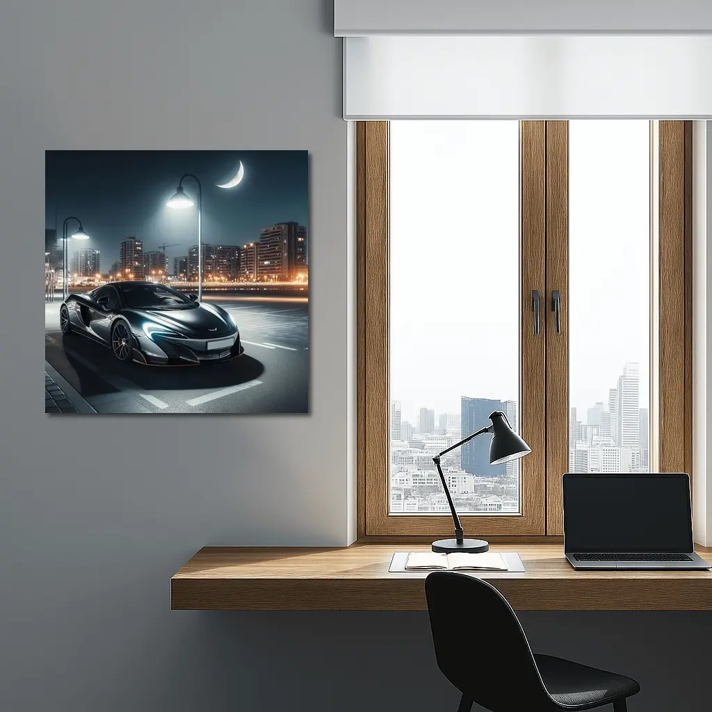 McLaren 600LT Parked City Night Street – Wall Art