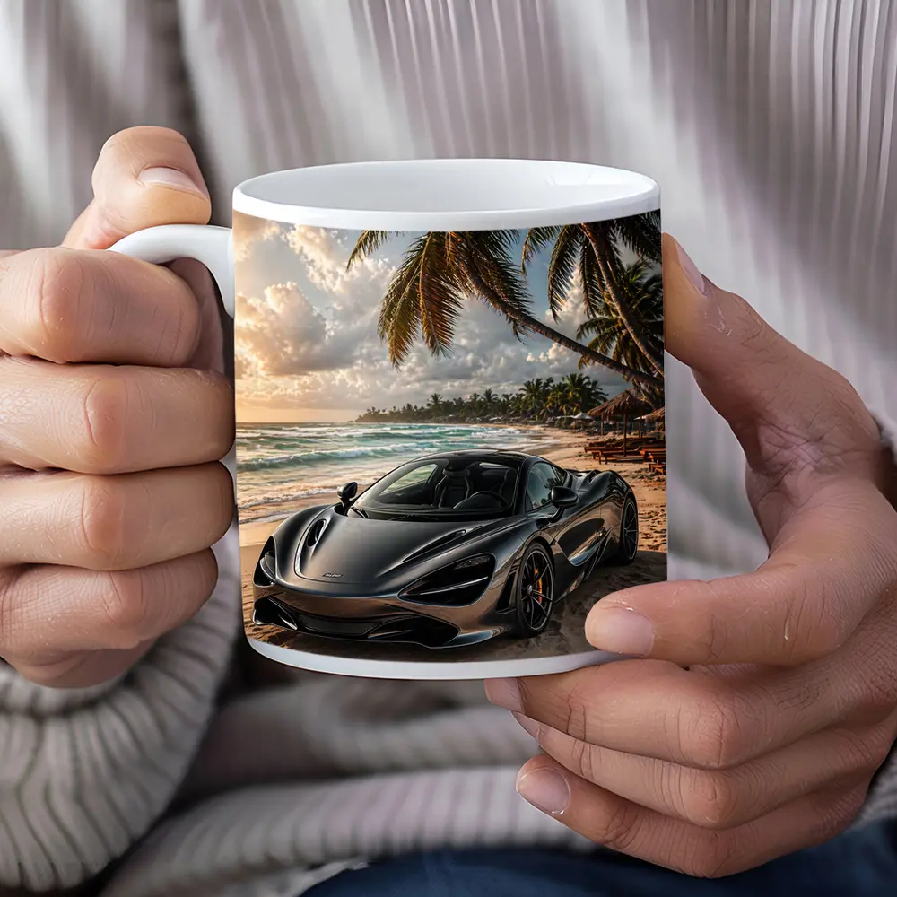 McLaren 720S Parked On Tropical Beach – Mugs