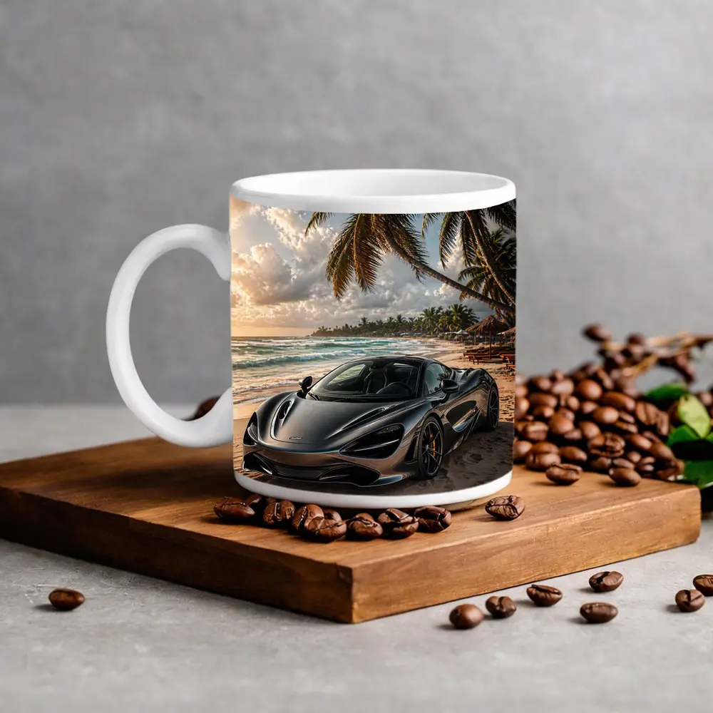 McLaren 720S Parked On Tropical Beach – Mugs