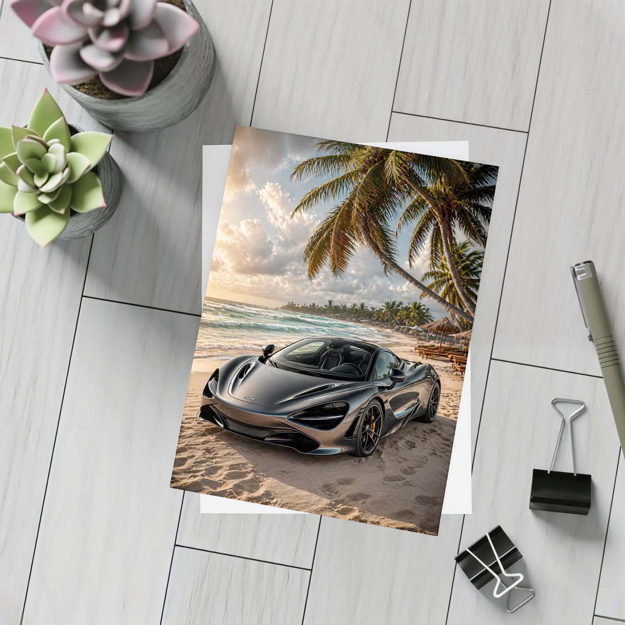 McLaren 720S Parked On Tropical Beach – Postcards