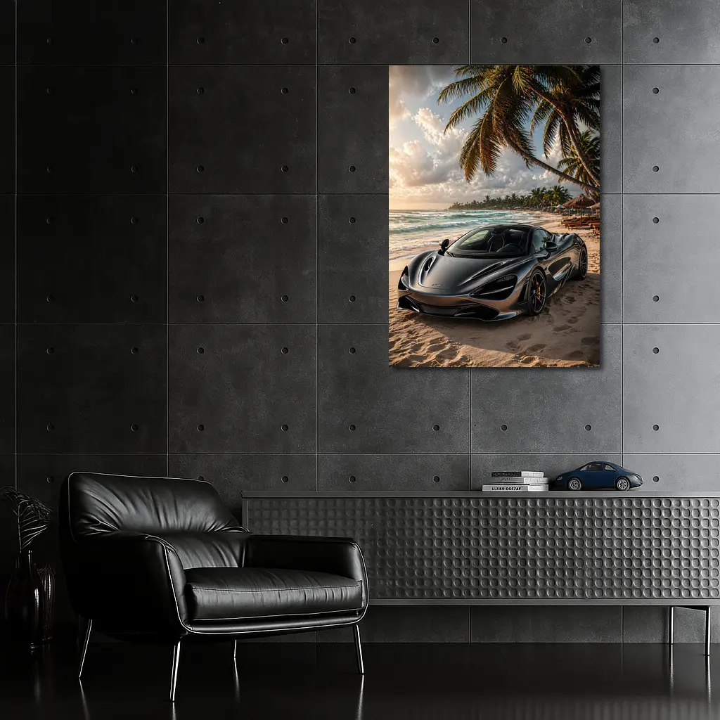 McLaren 720S Parked On Tropical Beach – Wall Art