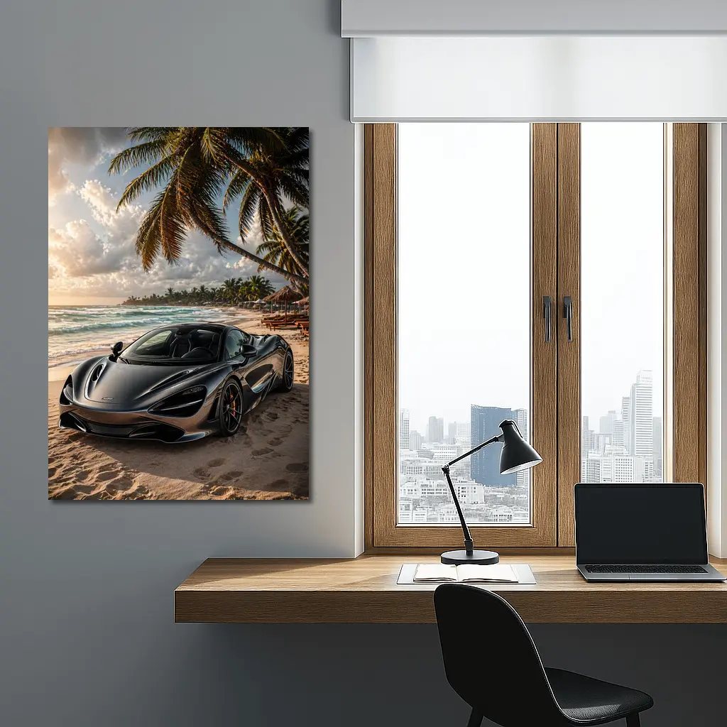 McLaren 720S Parked On Tropical Beach – Wall Art