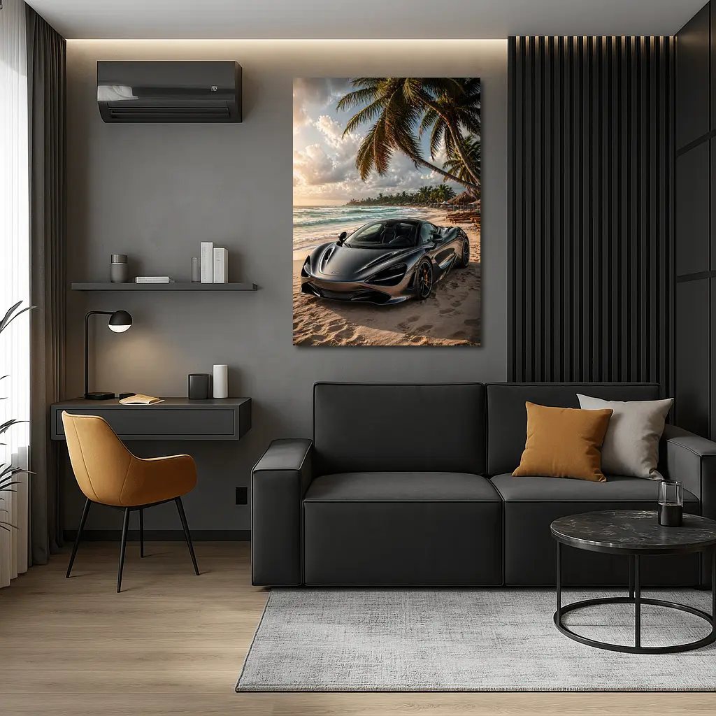 McLaren 720S Parked On Tropical Beach – Wall Art