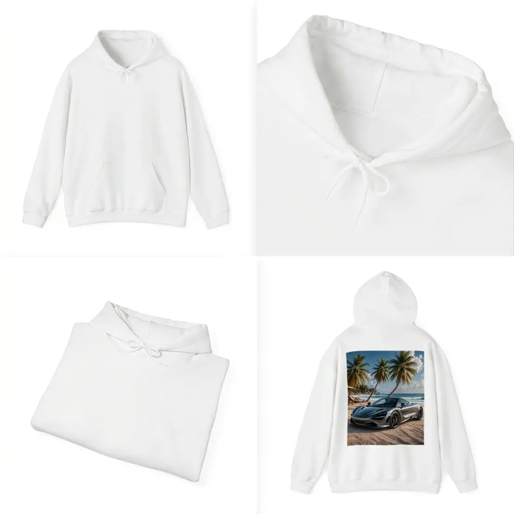 McLaren 720S Silver Supercar Tropical Beach – Hoodies
