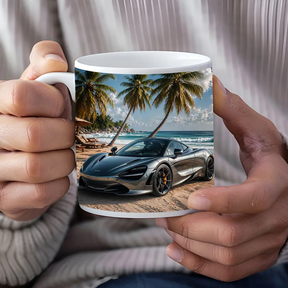 McLaren 720S Silver Supercar Tropical Beach – Mugs