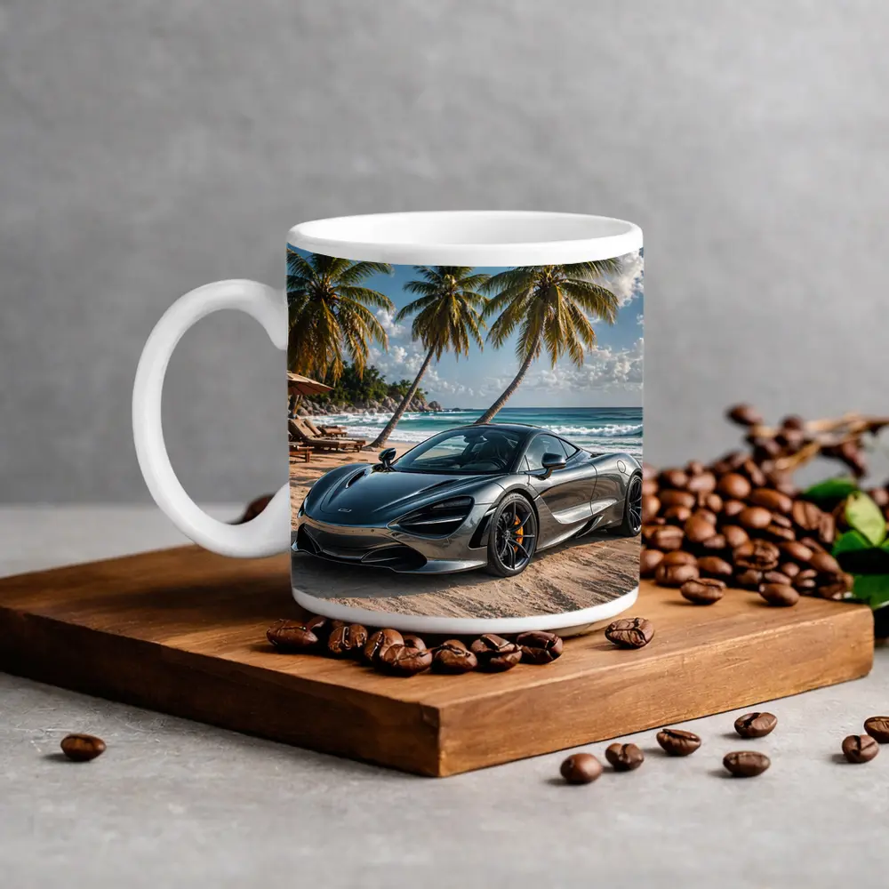 McLaren 720S Silver Supercar Tropical Beach – Mugs