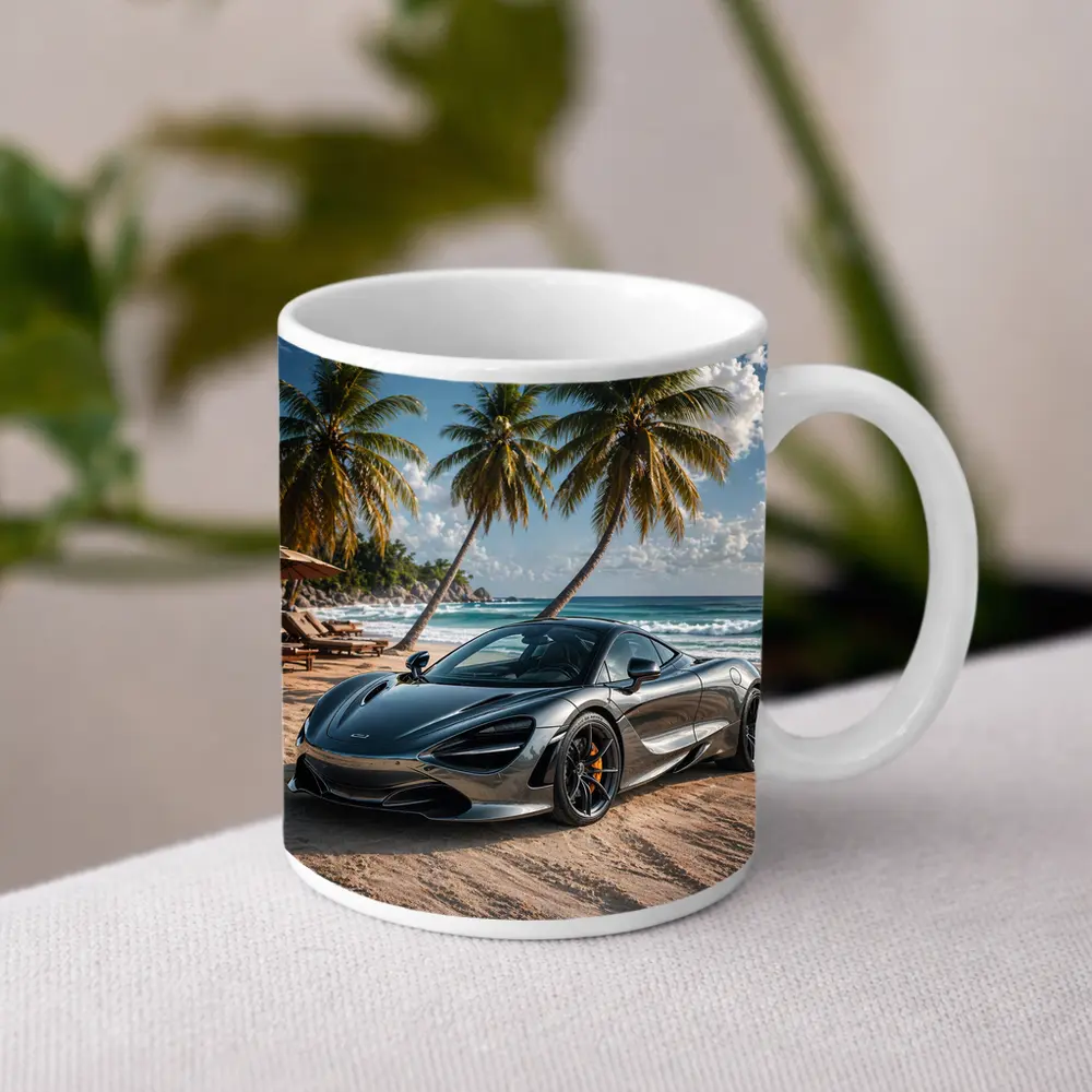 McLaren 720S Silver Supercar Tropical Beach – Mugs