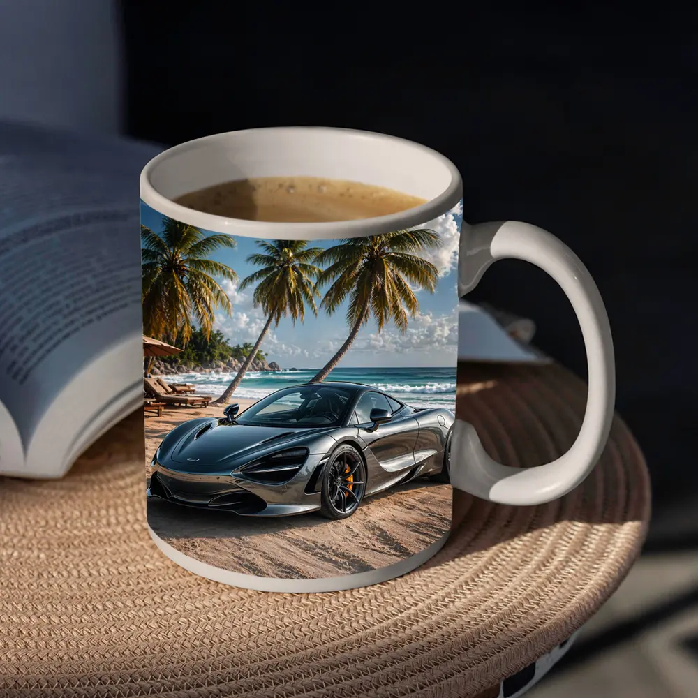 McLaren 720S Silver Supercar Tropical Beach – Mugs