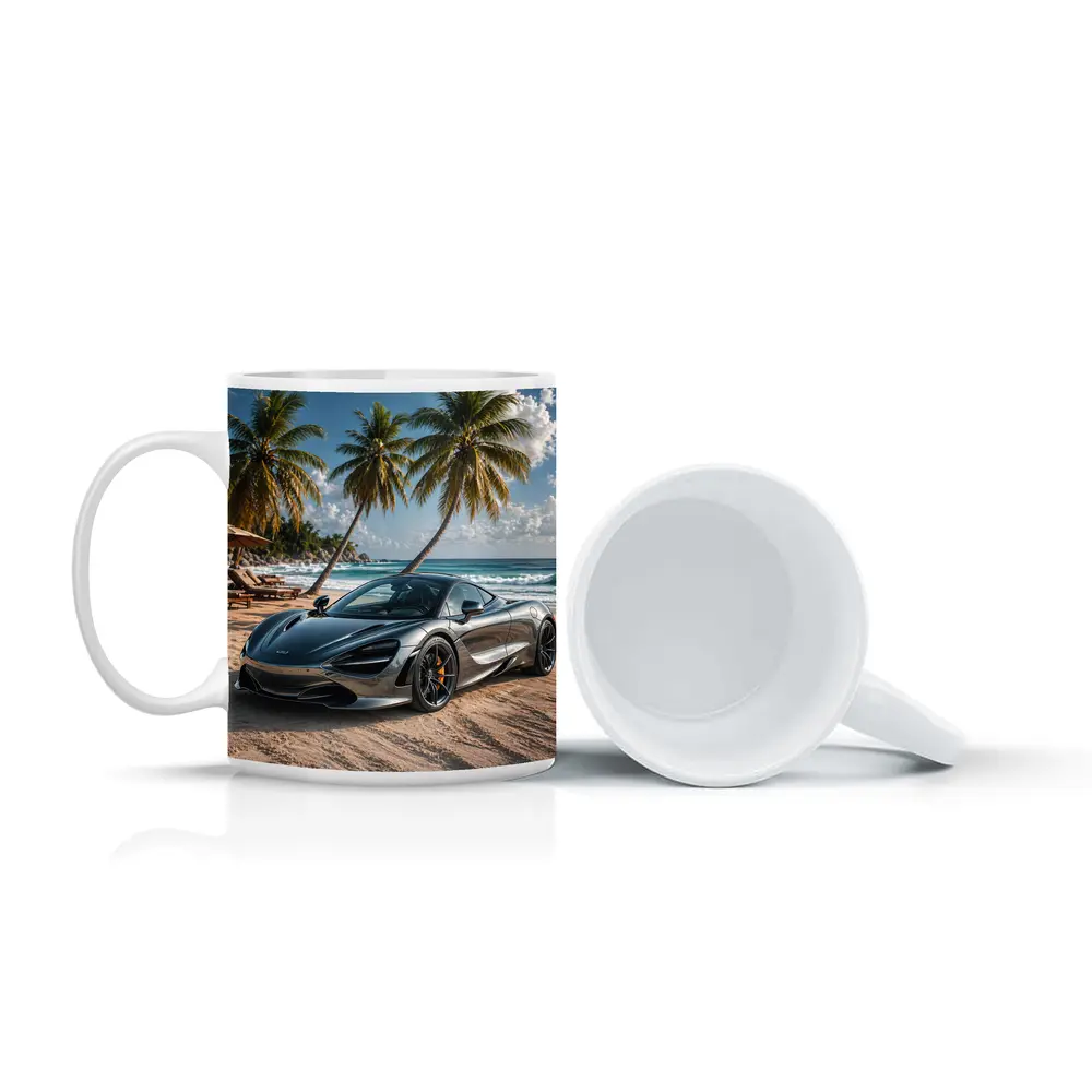 McLaren 720S Silver Supercar Tropical Beach – Mugs