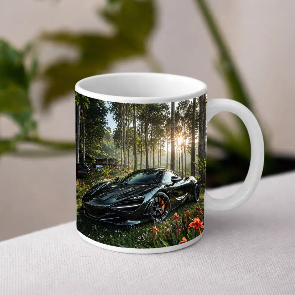 McLaren 720S Black Supercar Forest Sunlight – Mugs