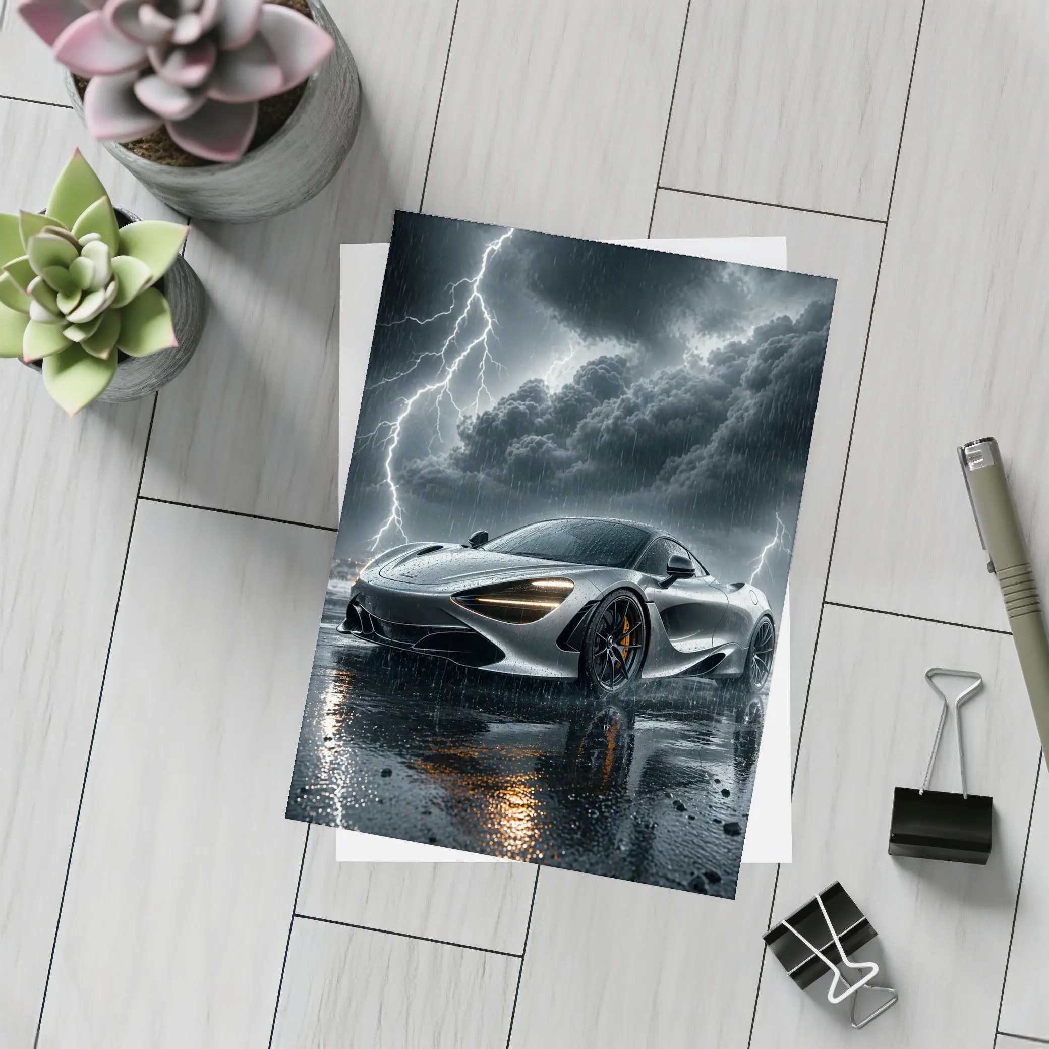 McLaren 720S In Stormy Lightning Night – Postcards