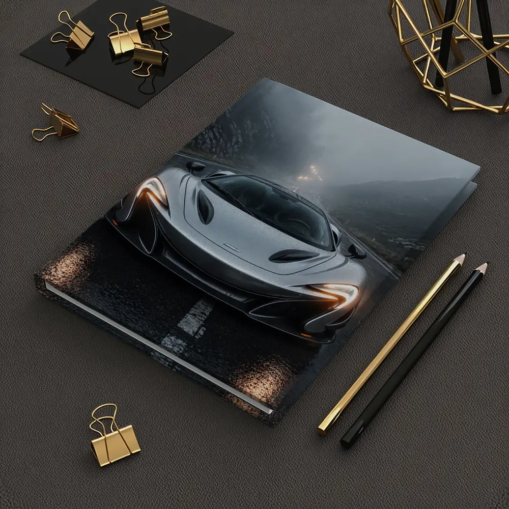McLaren P1 Silver Rainy Mountain Road – Notebooks