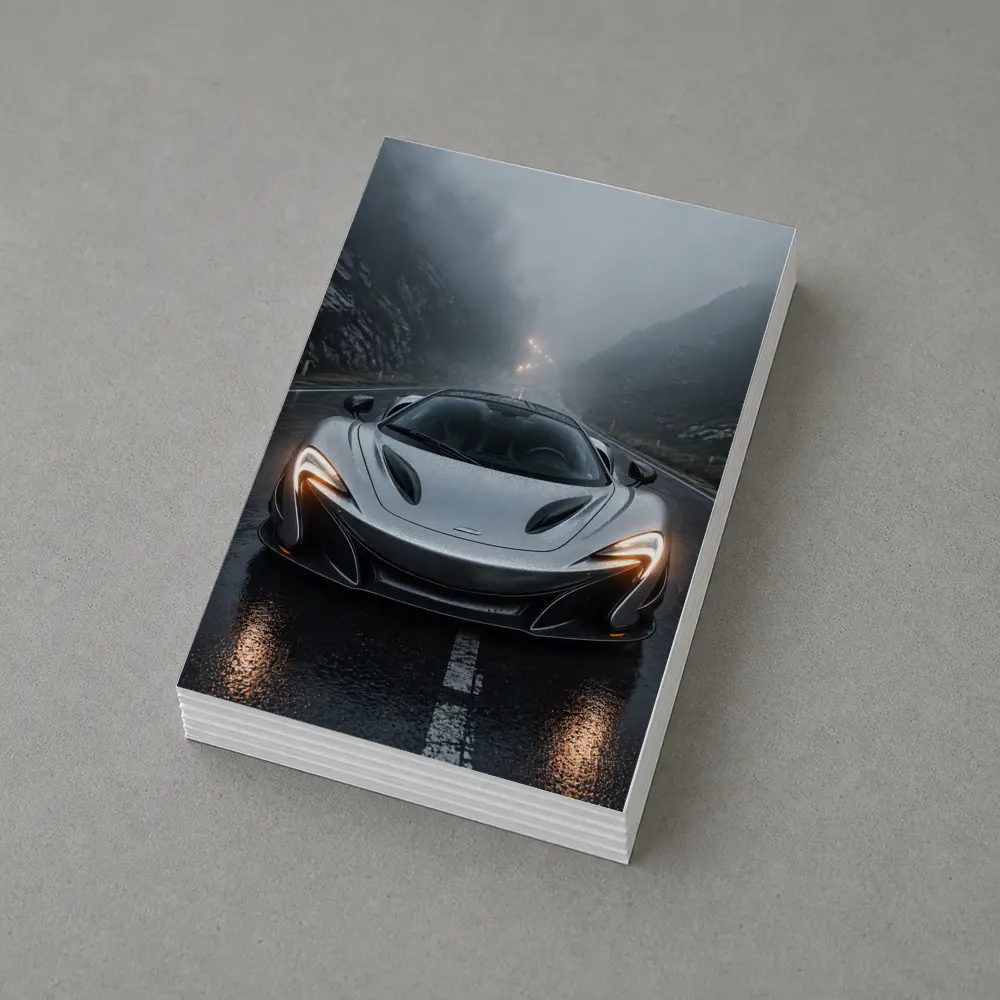 McLaren P1 Silver Rainy Mountain Road – Postcards
