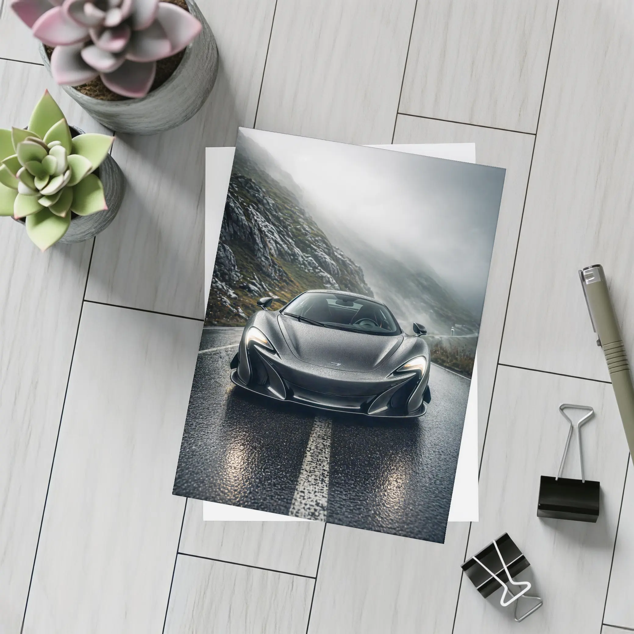 McLaren 720S Gray Wet Mountain Road – Postcards