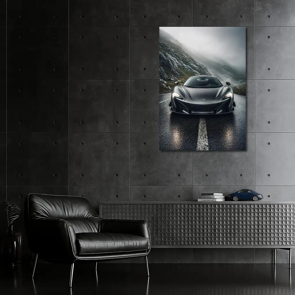McLaren 720S Gray Wet Mountain Road – Wall Art