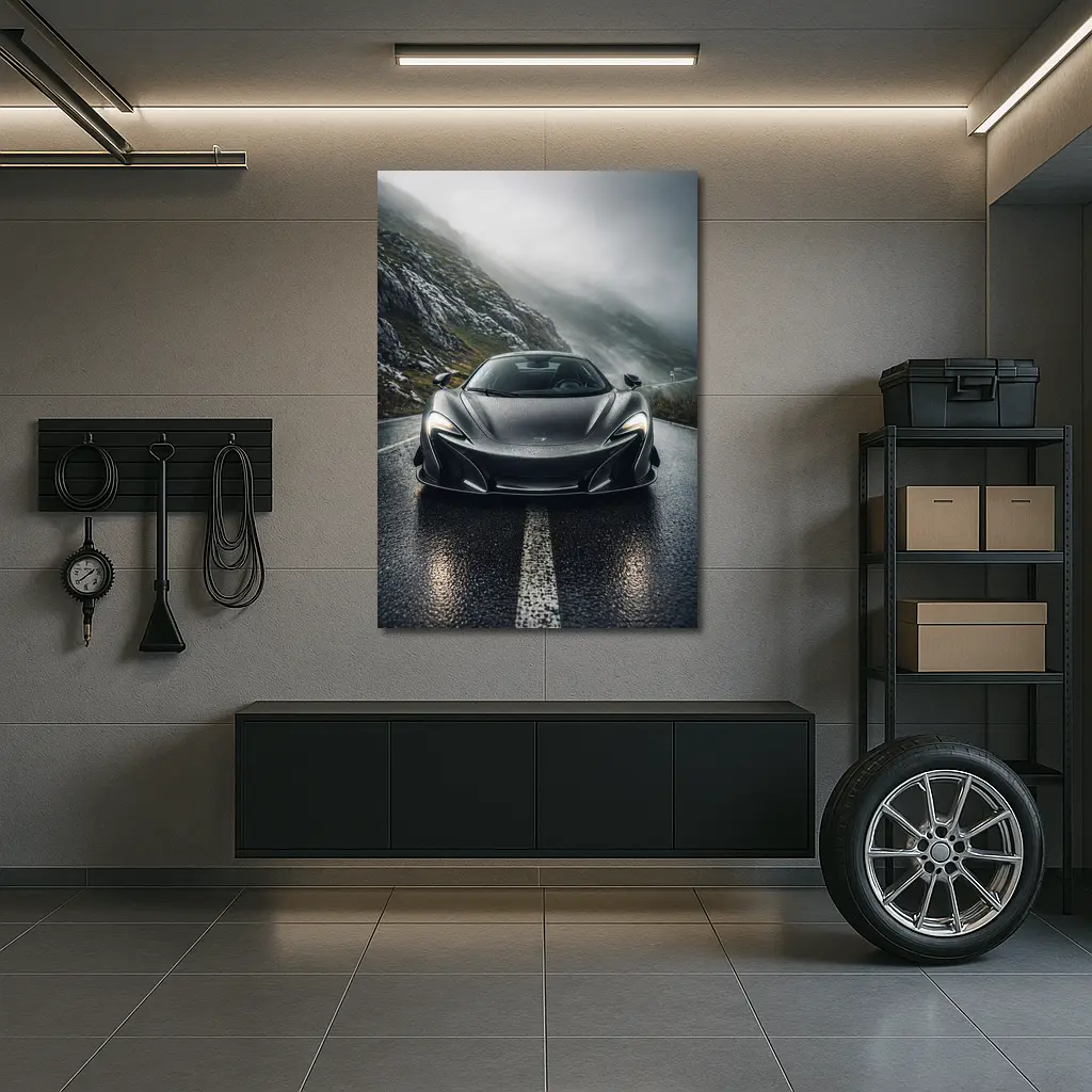 McLaren 720S Gray Wet Mountain Road – Wall Art