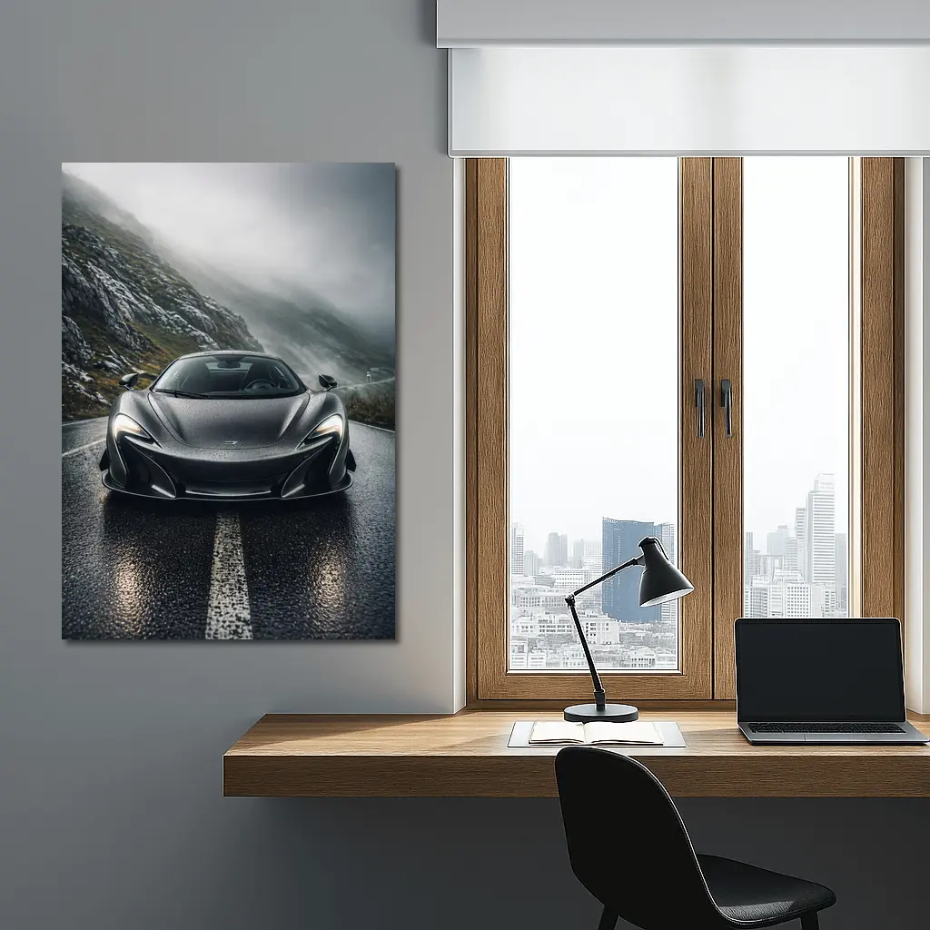 McLaren 720S Gray Wet Mountain Road – Wall Art