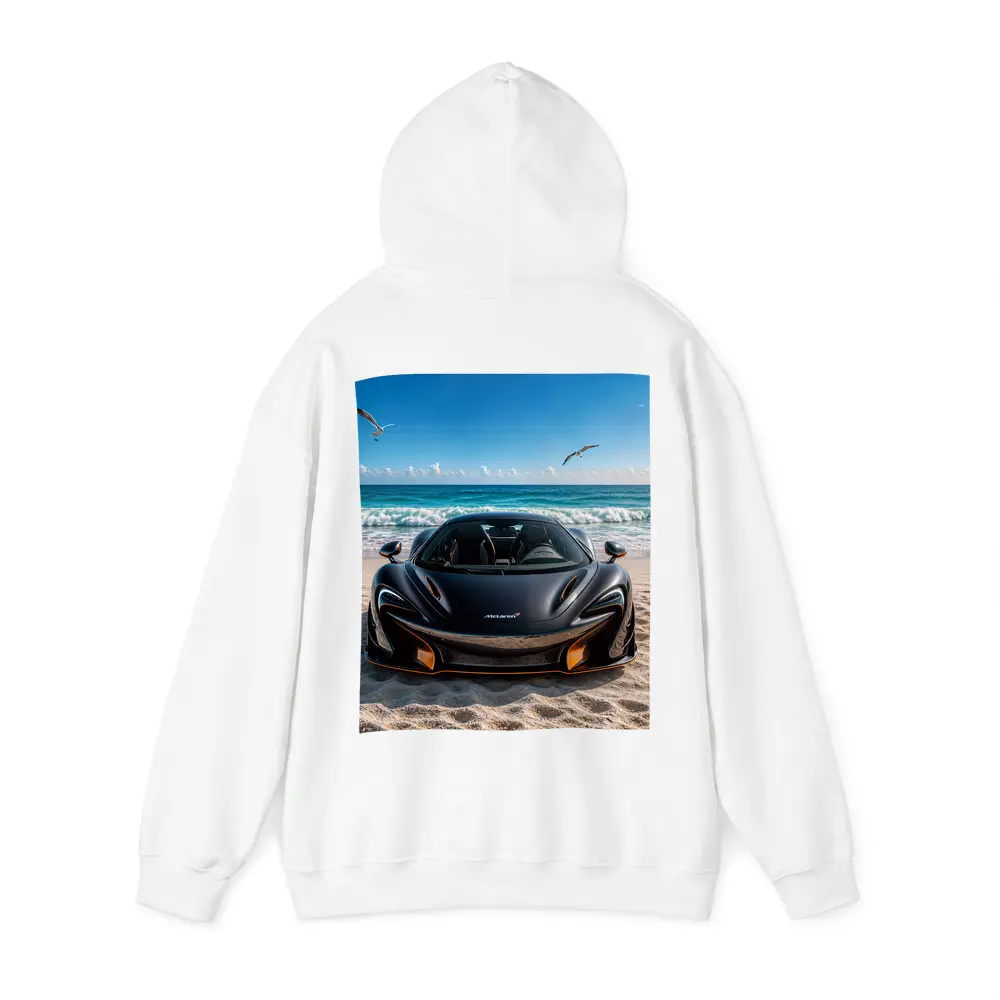 McLaren 765LT Black Supercar on Beach – Hoodies