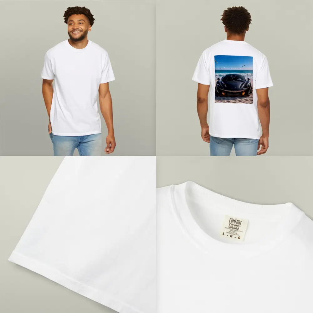 McLaren 765LT Black Supercar on Beach – T-Shirts